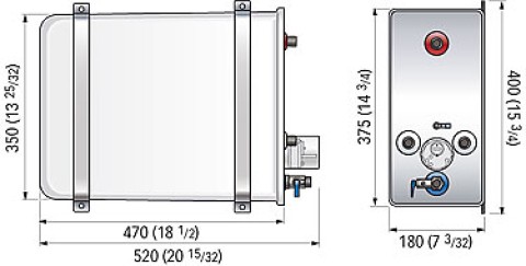 Boiler bianco rettangolare lt.16 con scambiatore 1200W